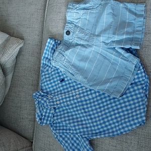 Gingham Cotton Short-Sleeve Shirt Ralph Lauren Nautica Shorts 24M
